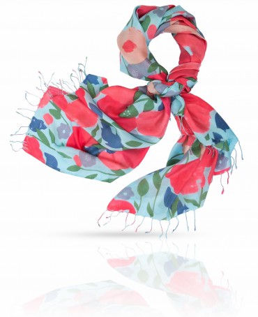 Палантин Женский S40-FLORA.ABSTR/TURQ